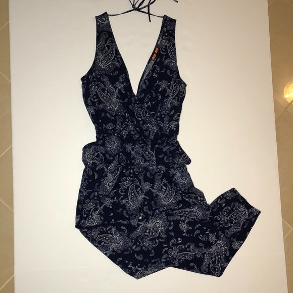 Love Tree Beachy Cottagecore Paisley Boho Hippie Jogger Jumpsuit Festival - Picture 1 of 13